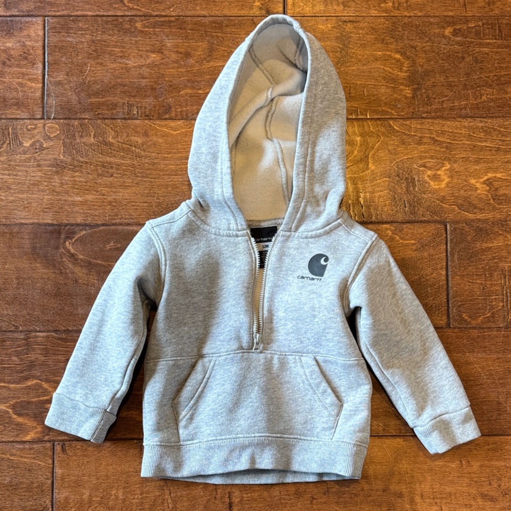 Carhartt Light Gray Kids Half-Zip Hoodie size 12 months sweatshirt
